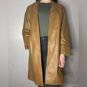 VINTAGE Tower Hill Collection Tan Leather Trench Coat